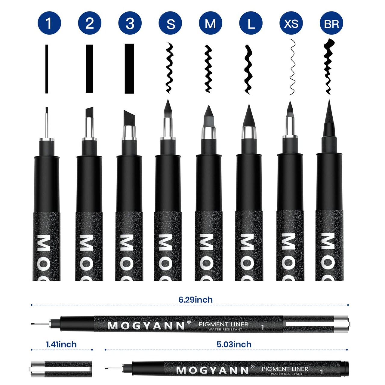 Art Pens, Black Drawing Pens 8 size Ink Pens Set for Artist Writing, Sketching, Manga, Anime